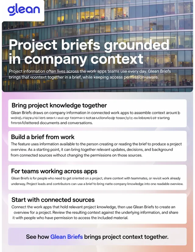 Glean one-pager made by Ideogram