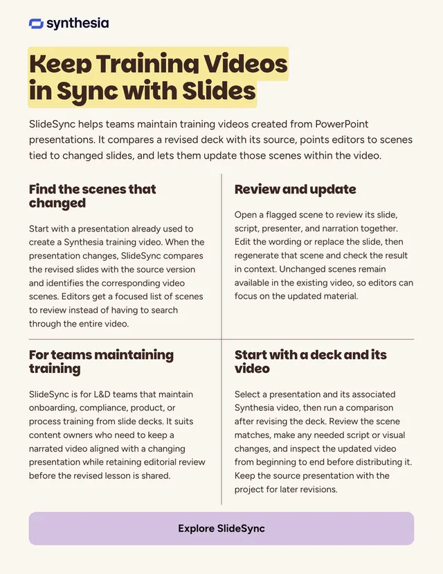 Synthesia one-pager made by Gamma
