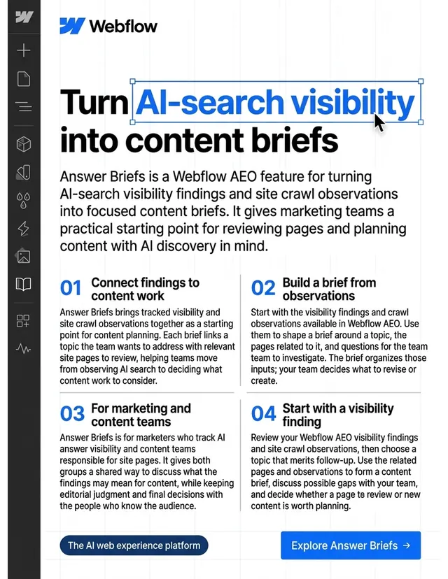 Webflow one-pager made by Nano Banana